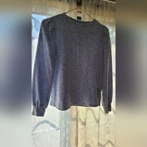 Light Blue Marled Knit Long Sleeve Sweater Top